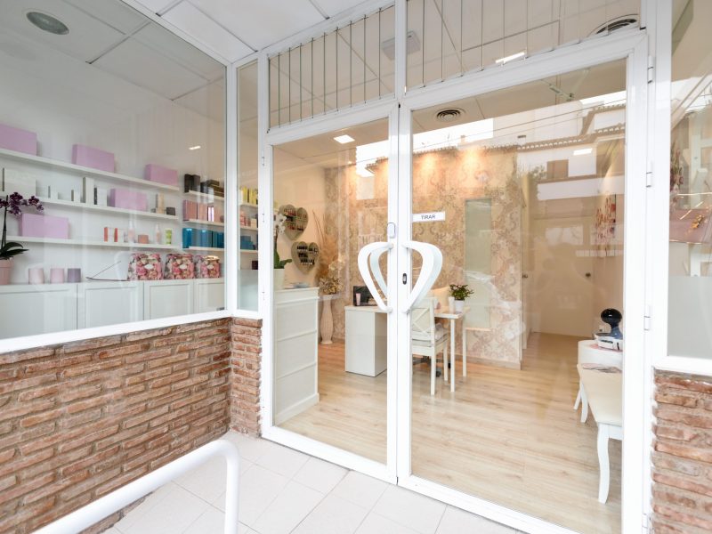 Beauty, wellness and spa salon entrance. Aesthetic concept